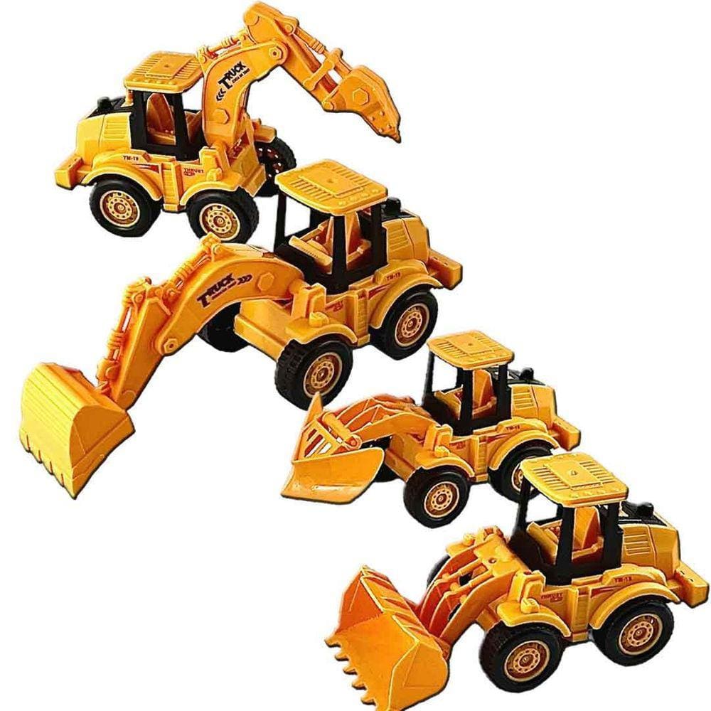 Kit 4 Trator Construção Brinquedo Fricção Escavadeira Pá