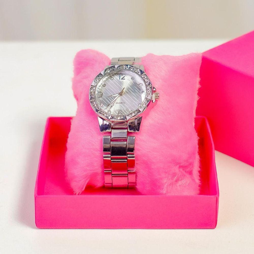 Relógio Feminino Prata Barato + Caixa E Garantia