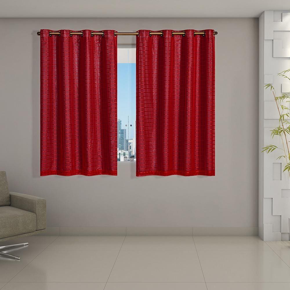 Cortina Blackout Voil 2,00X1,40 Blecaute Sala Vermelho