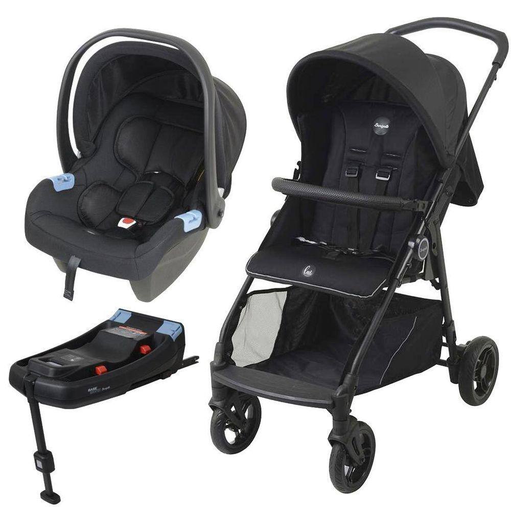 Carrinho De Bebê Lui Grafite Com Bebê Conforto Base Isofix
