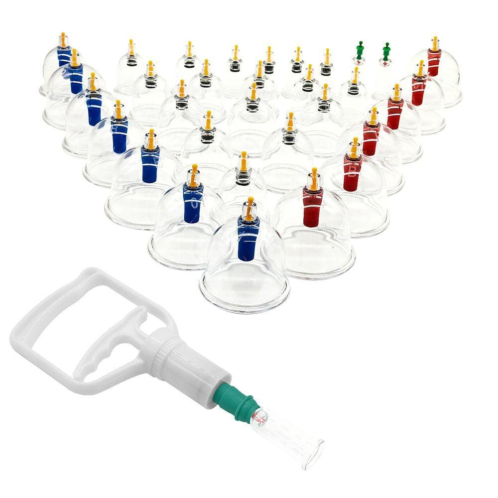 Kit 32 Ventosas Terapêuticas Muscular com Bomba Extensor