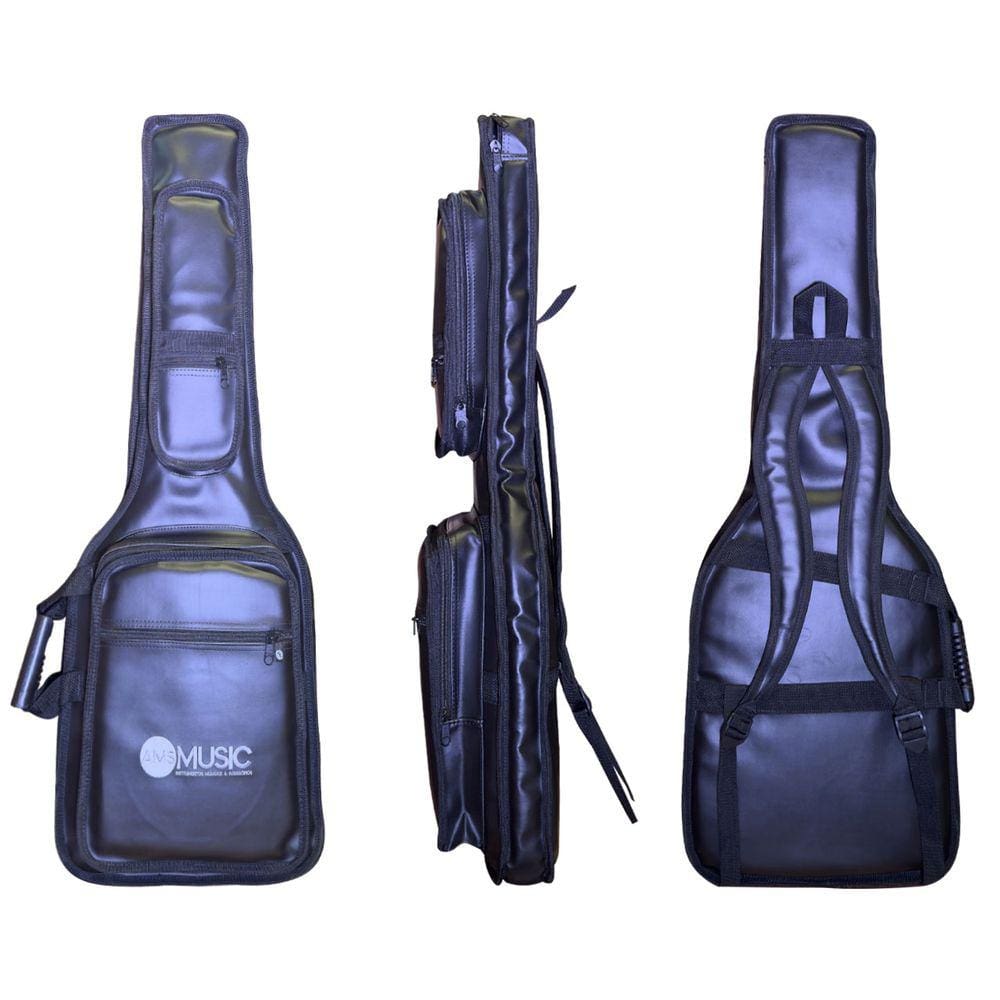 CAPA P/ GUITARRA PREMIUM COURO \"AMS\" PRETO