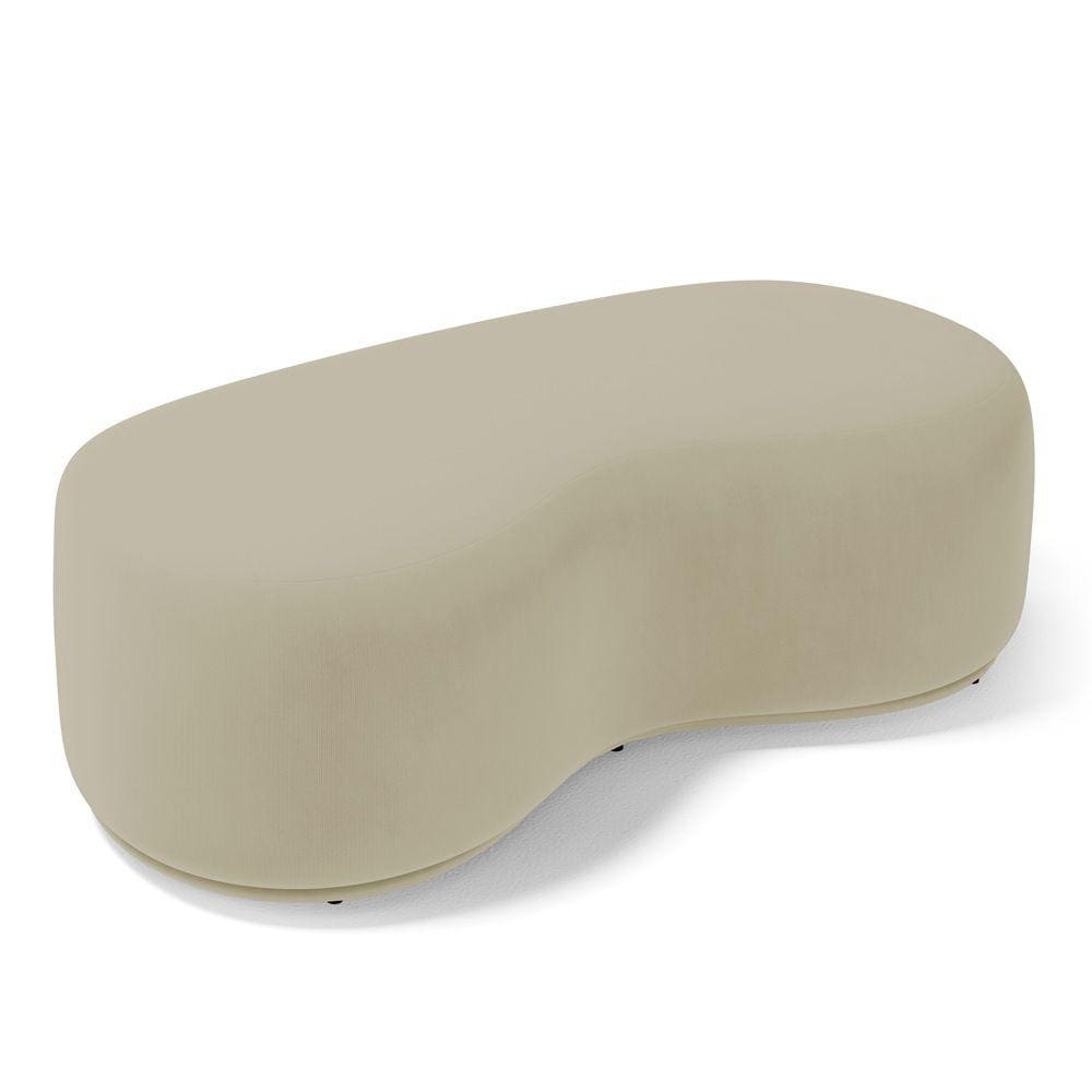 Puff Decorativo Living Aisha Orgânico 02 Lugares Veludo Bege - Desk Design
