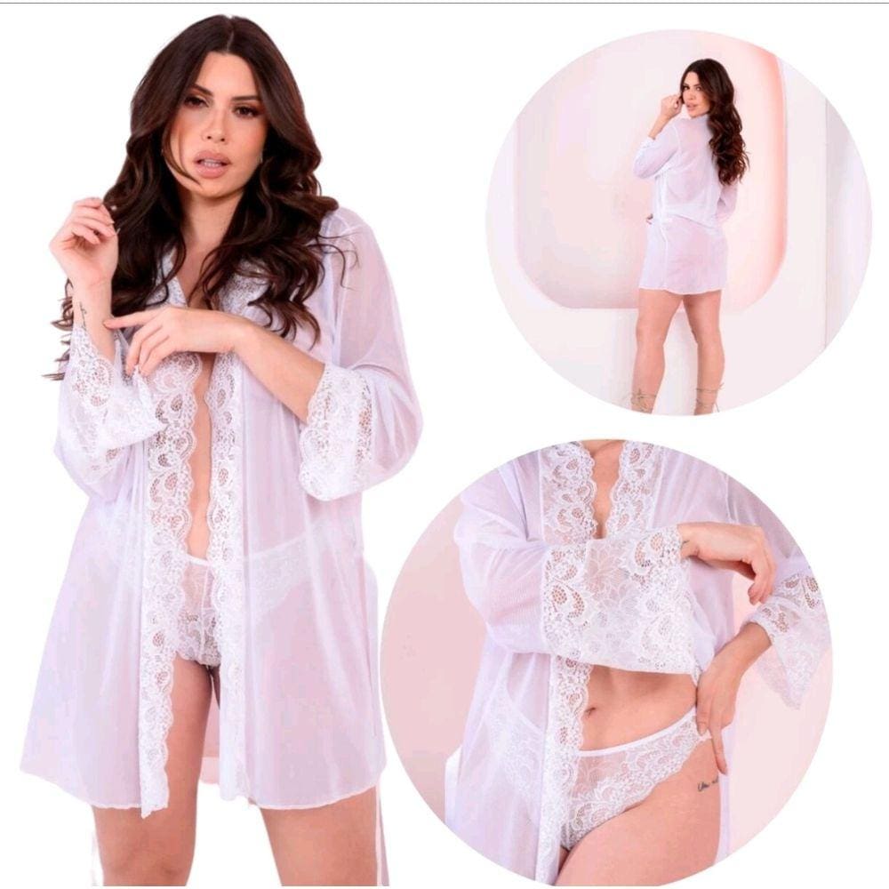 Robe Feminino em tule c/renda que acompanha uma Calcinha Rendada