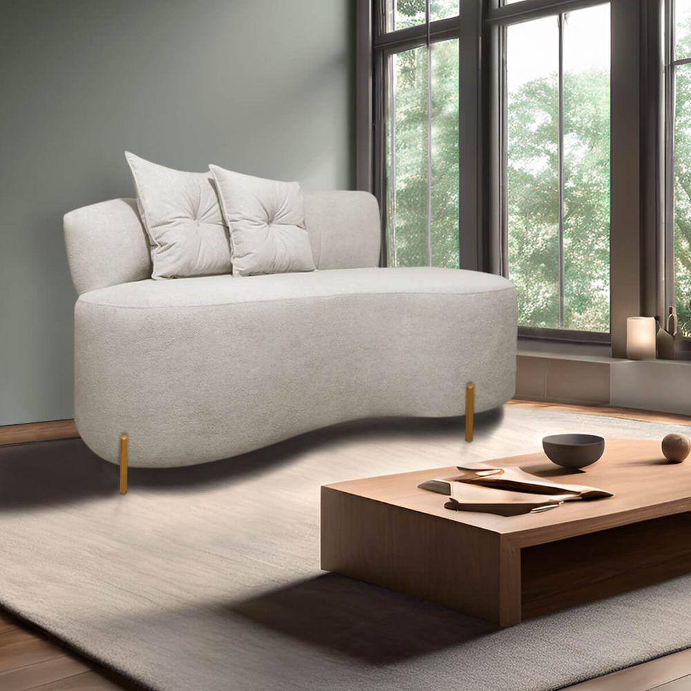 Sofá Curvo Orgânico Grécia 2 Pessoas 180cm Bouclê Bege SOFA STORE