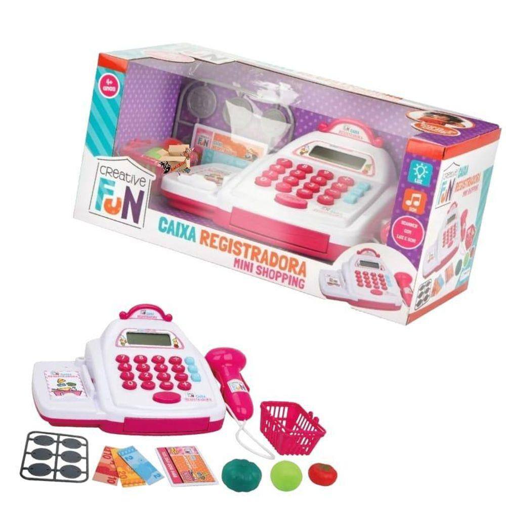 Brinquedo Caixa Registradora Mini Shopping Luz Som E Scaner