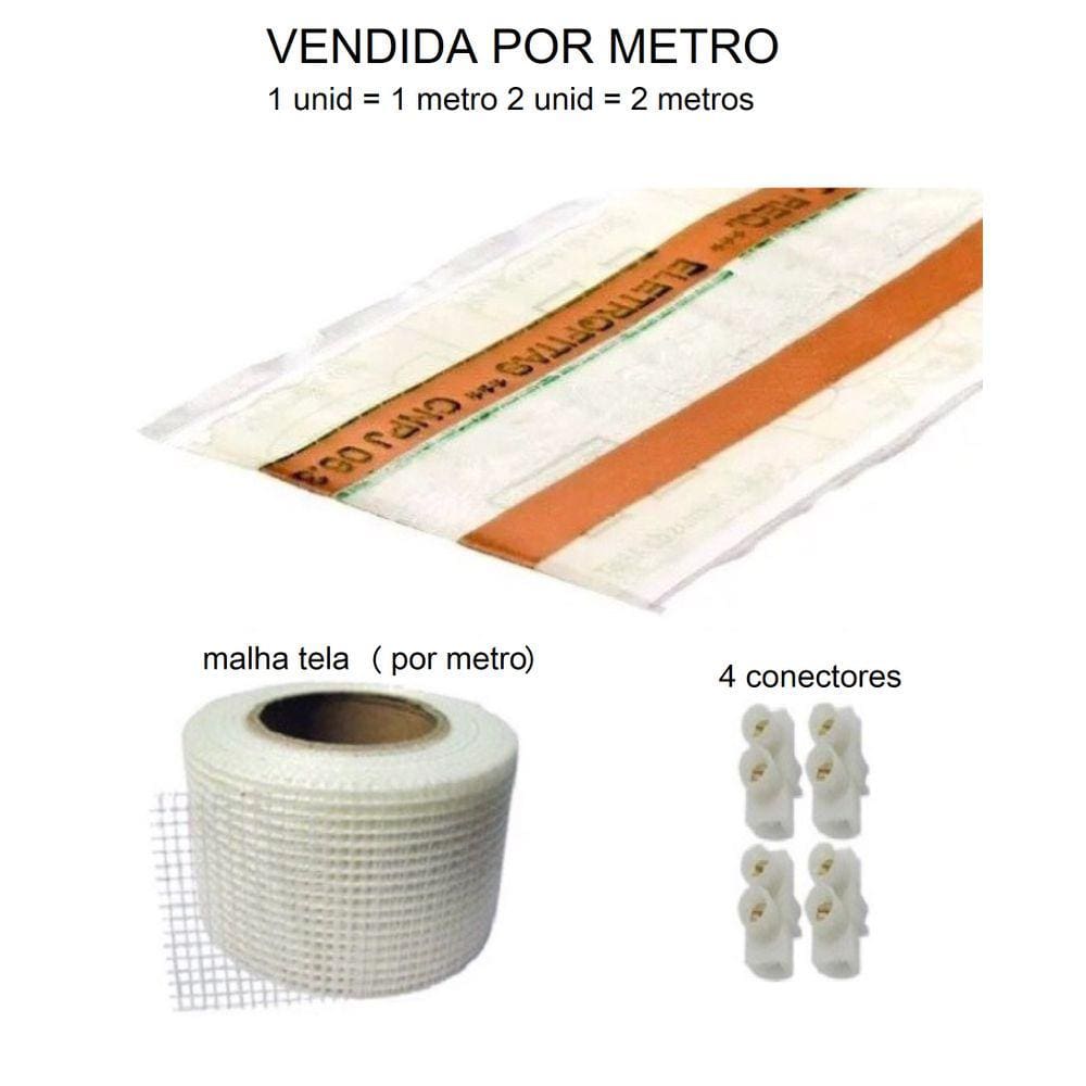FITA ELETRICA ELETROFITA 2 vias 10A malha conectores por metro