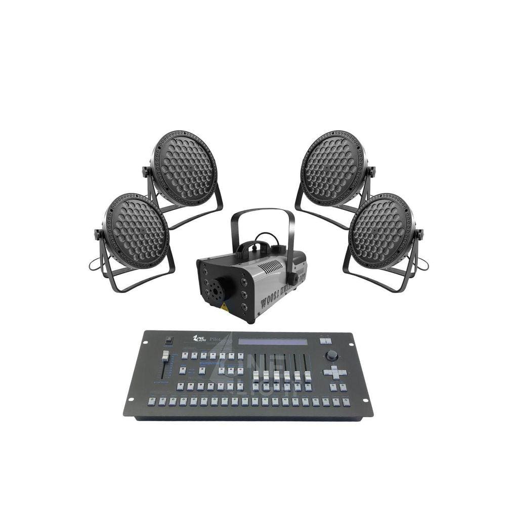 Kit 4 Par Led Slim 60 Led 3W+Máq Fumaça 1200W+Mesa Pilot