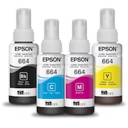Kit 4 Garrafas Epson T664 para Ecotank 4 cores T664520-4P
