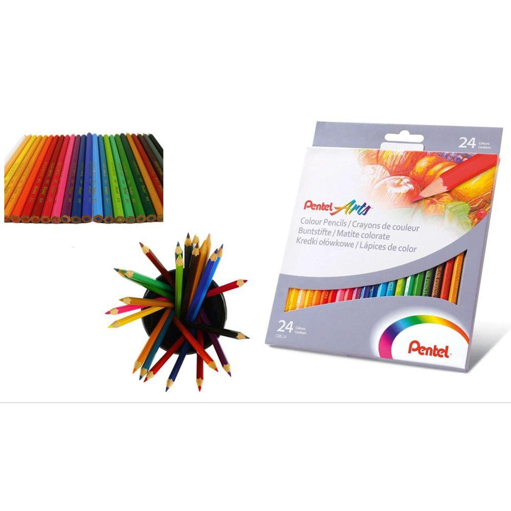 Lápis de cor COMUM 24 Cores - PENTEL Arts