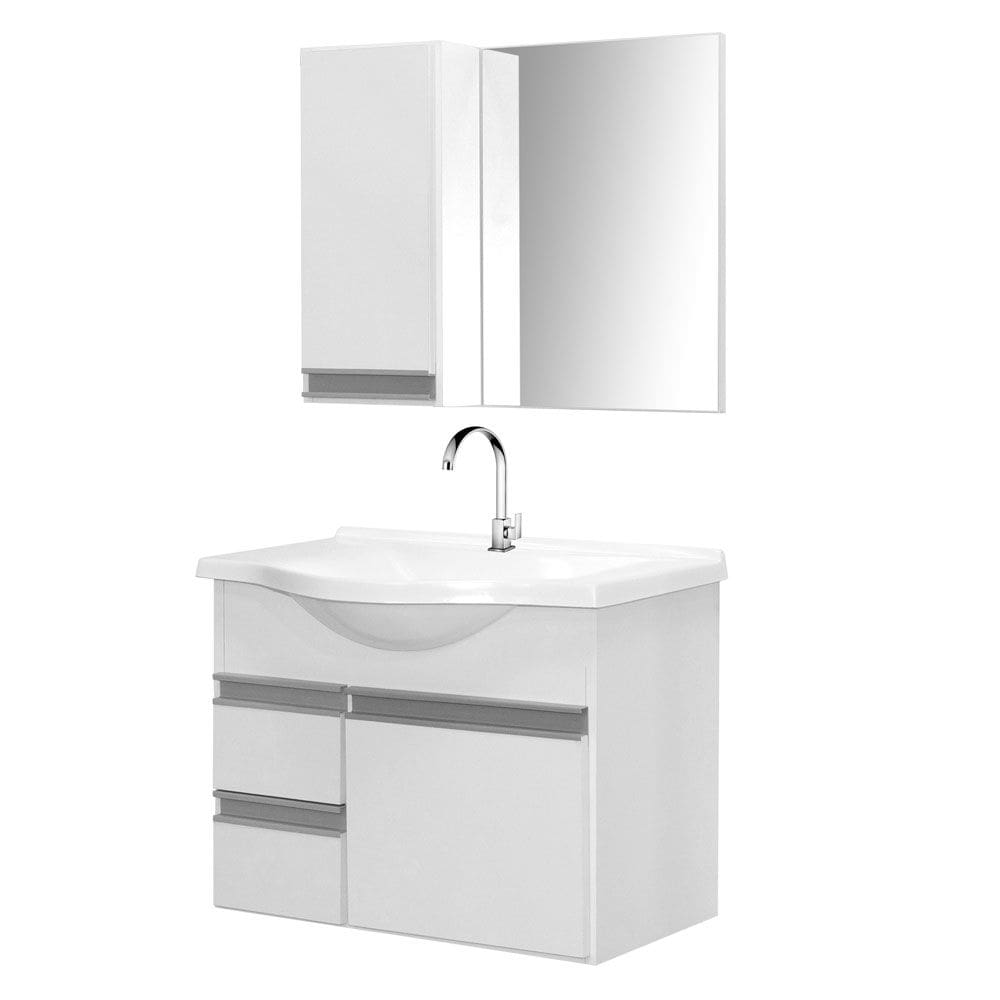 Gabinete de Banheiro com Espelheira Kit Boa Vista 60cm