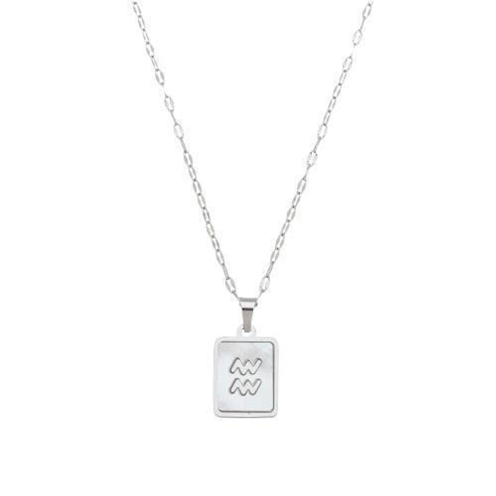 Colar Signo Madrepérola Corrente -Aço - Aquario