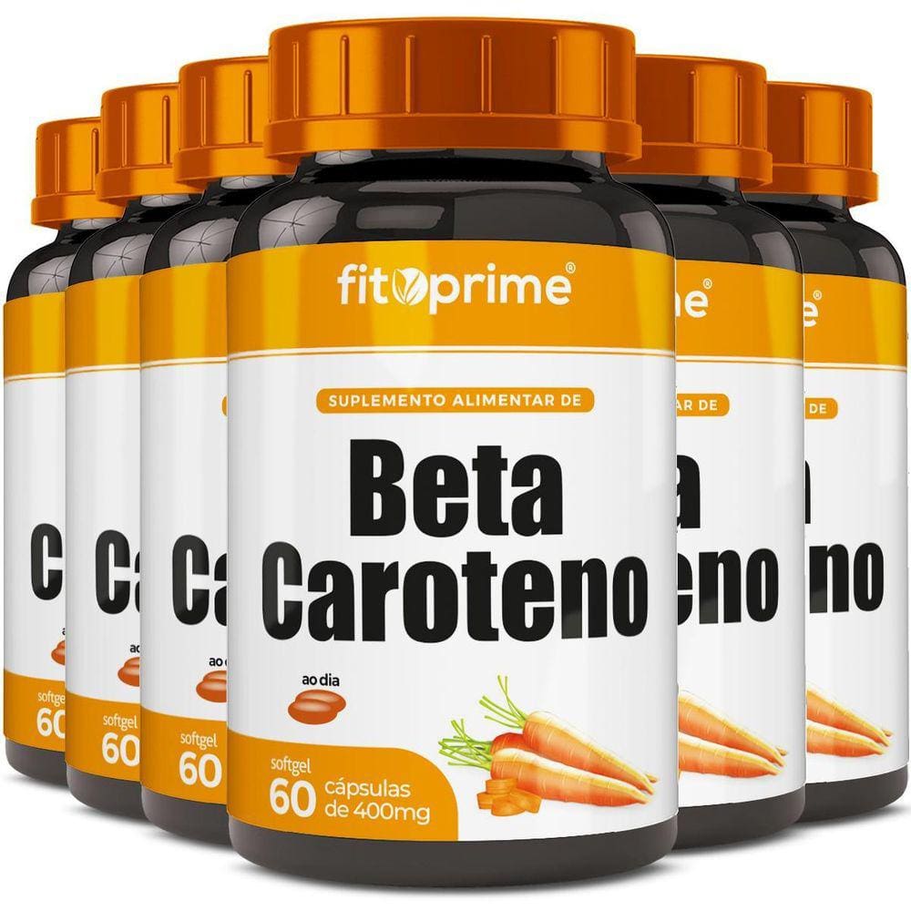 Kit 6 Beta Caroteno 400Mg 60 Cápsulas Fitoprime
