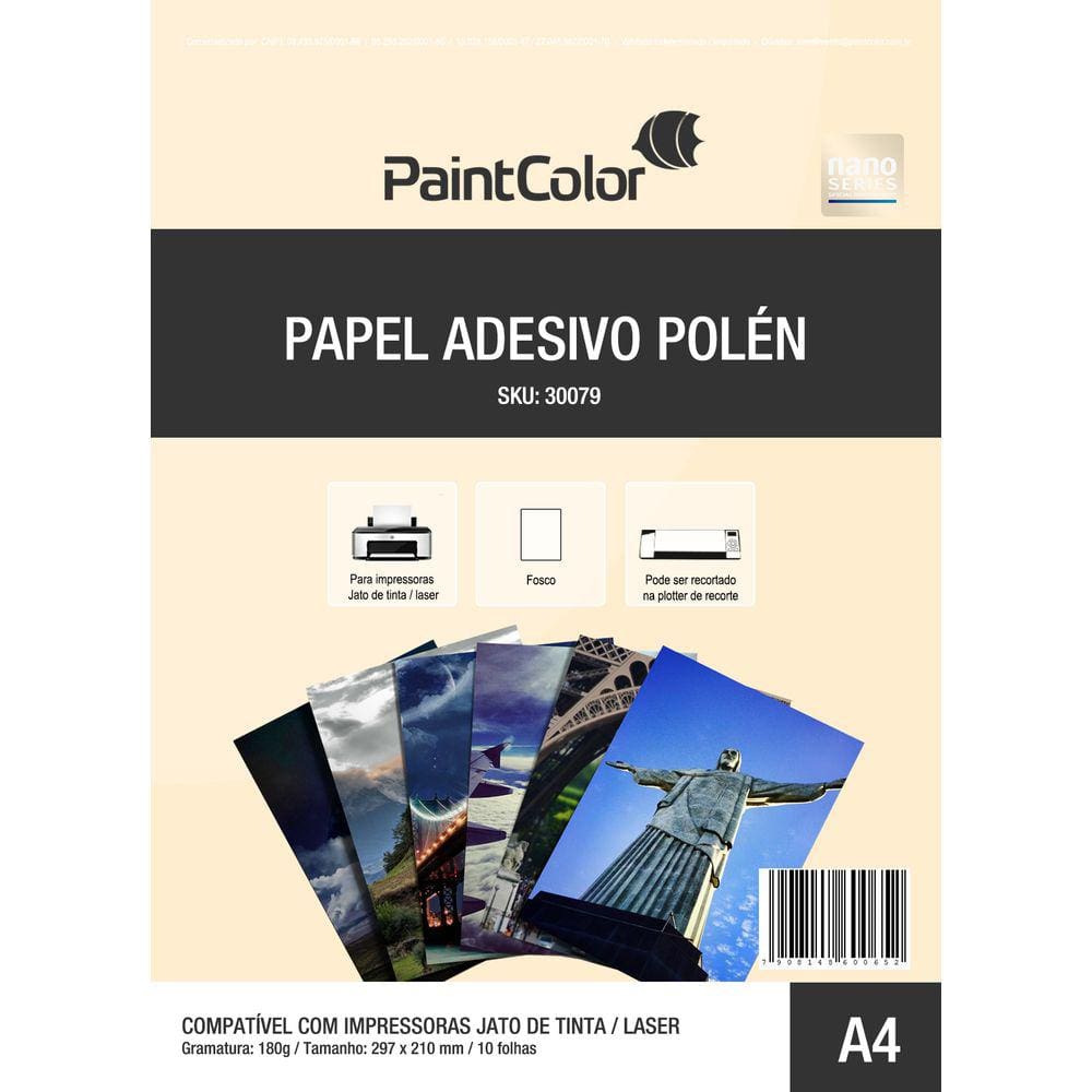 Papel Adesivo Polen para Jato de Tinta 180g A4 100 Folhas