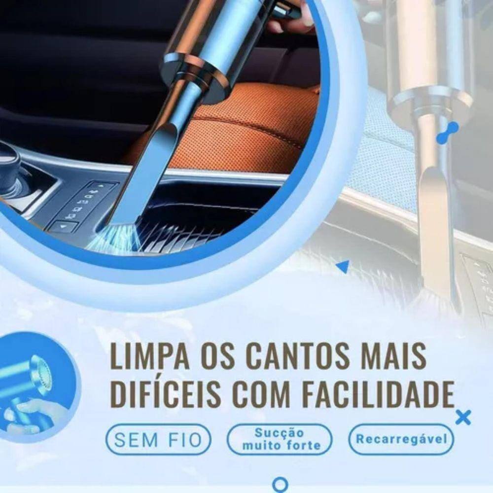 Aspirador Portátil sem Fio 120W 6000Pa 2000mAh Preto