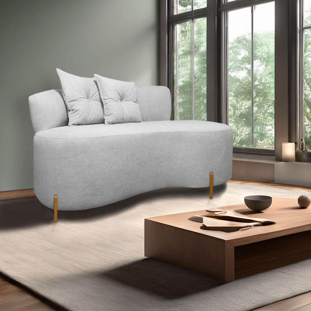 Sofá Curvo Orgânico Grécia 2 Pessoas 180cm Bouclê Cinza SOFA STORE