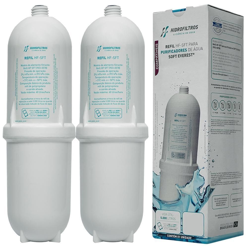 Kit 2 Refil Hidrofiltros Compatível Purificador Soft