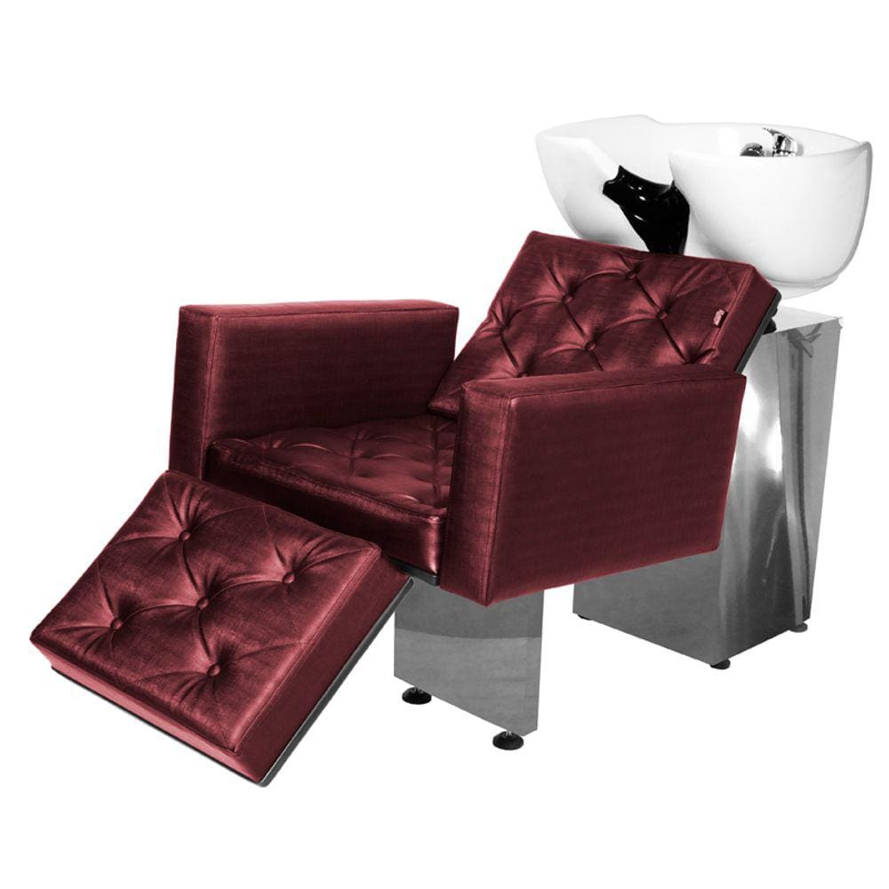Lavatório Salão de Beleza Evidence Luxo Ap Base Inox Bordô