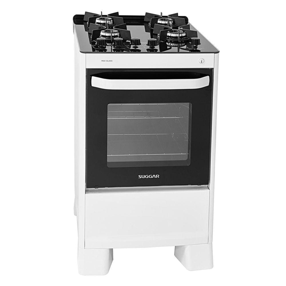 Fogão Max Glass 4 Queimadores Branco Bivolt FGVMG410BR Suggar