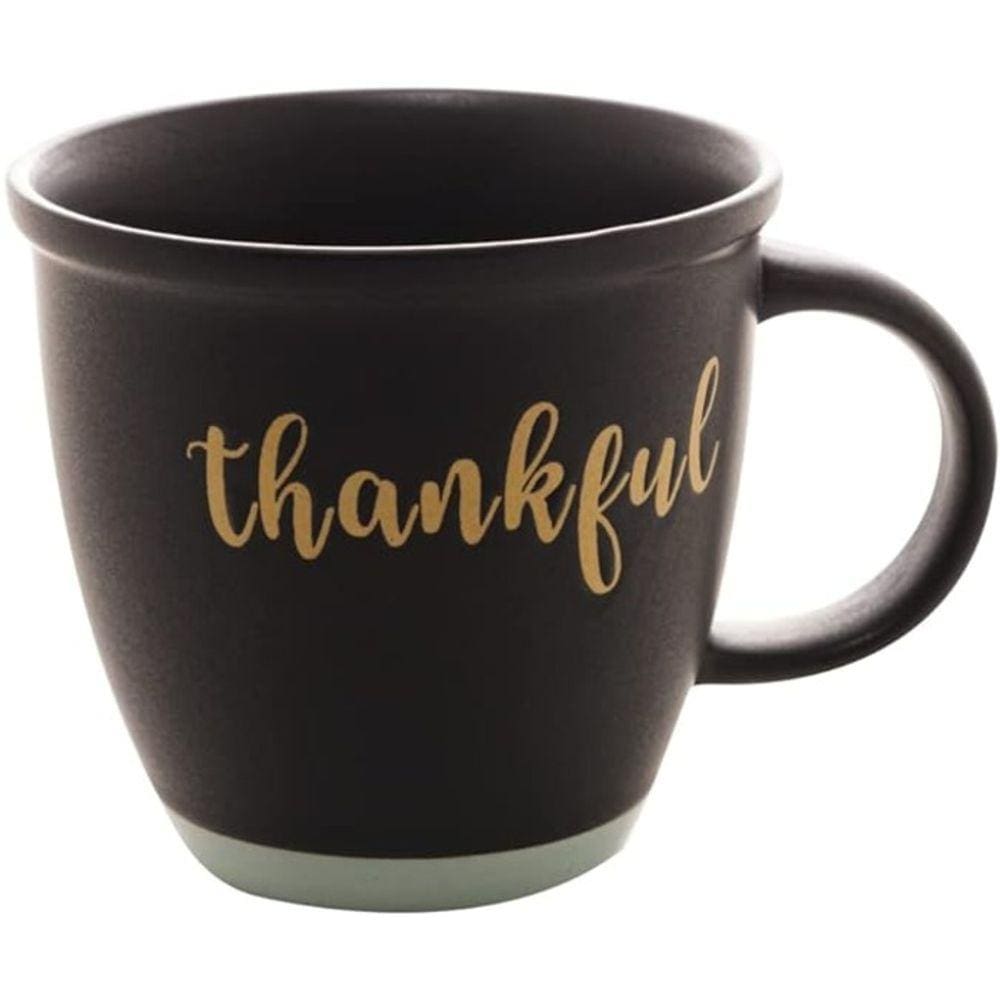 Caneca de Cerâmica Thankful Preto Matt/Azul 380ml Bon Gourme