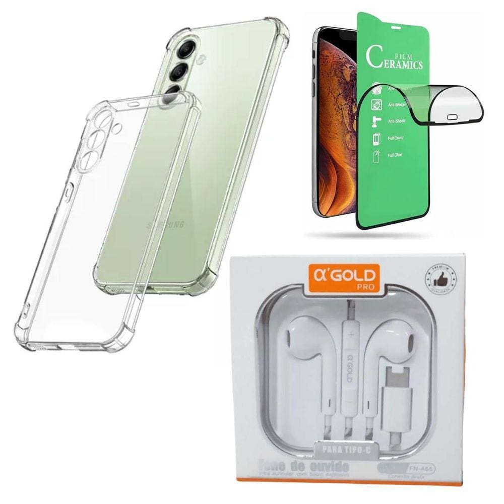 Kit Capinha S24 Plus + Pelicula 9D + Fone Com Fio