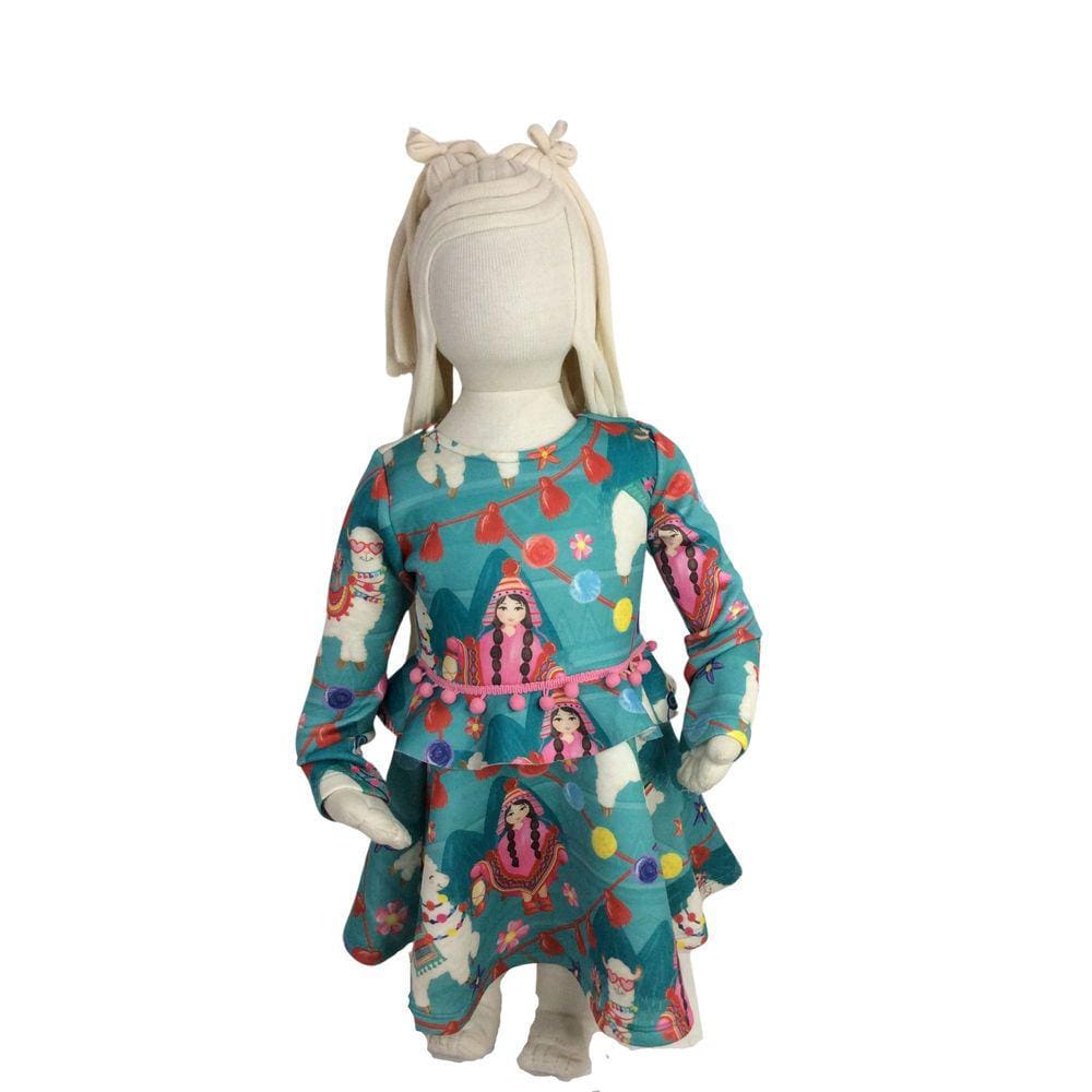 Vestido Casual Infantil Mon Sucre Verde Estampado tam 2