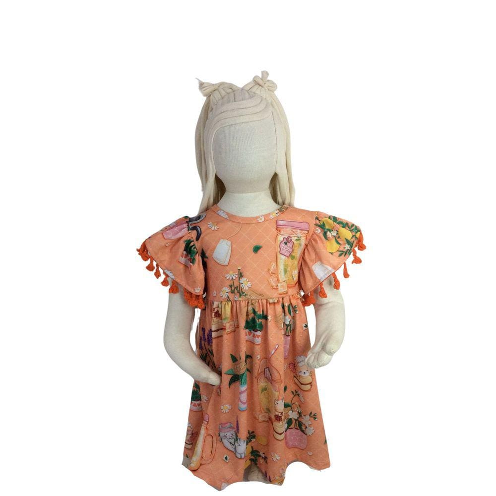 Vestido Casual Infantil Mon Sucre Laranja tam 4