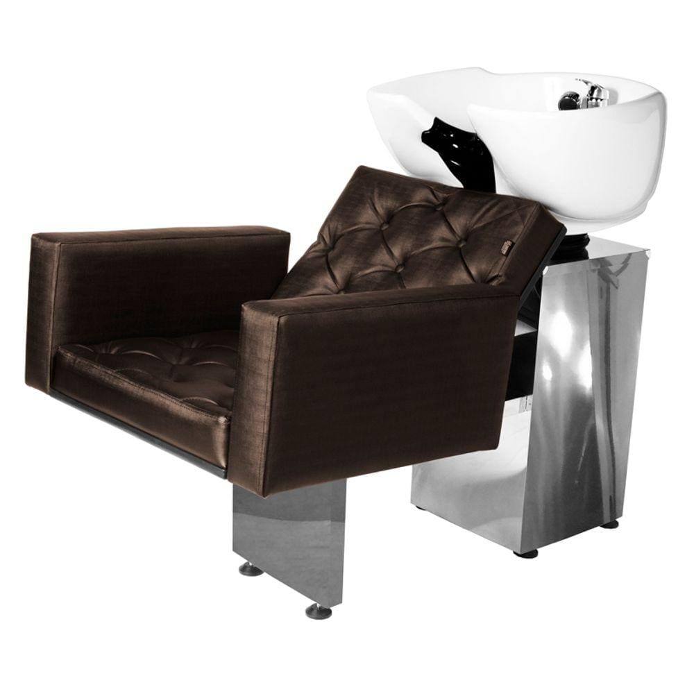 Lavatório Salão de Beleza Evidence Luxo Base Inox Marrom