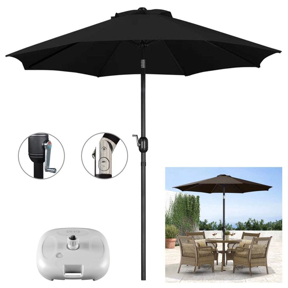 Ombrelone 3 metros Com Base Branca Manivela Articulado Maresias Para Piscina Preto - AMZ