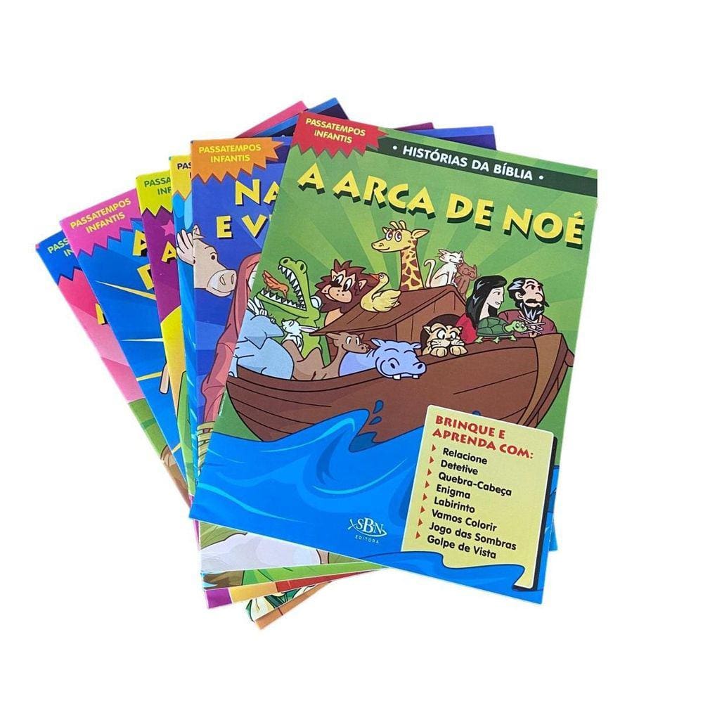 Kit 6 Livros Histórias Da Bíblia Atividades Infantil