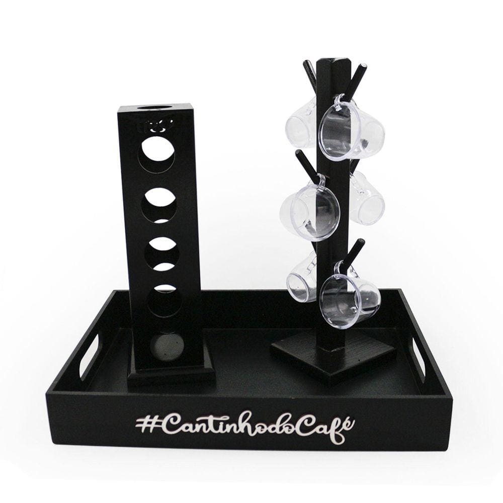 Kit 6 Xicara Acrílico Porta Capsulas 3 Corações Bandeja
