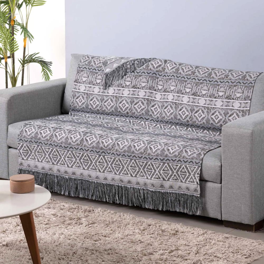 Xale Para Sofá Com Franja Luxor 1 Peça 2,10m x 1,35m 60% Algodão / 40% Poliéster Tecido Jacquard