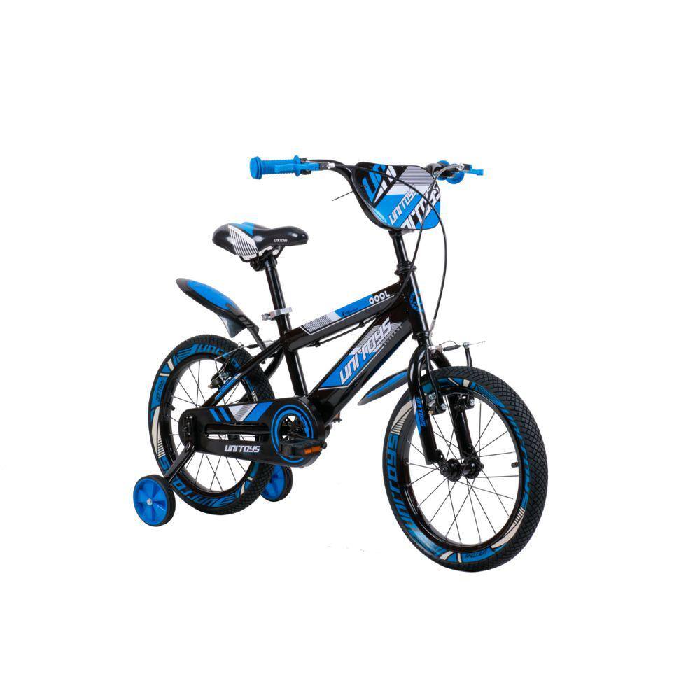 Bicicleta Infantil Sport Pro Aventura aro 16 Azul com rodinhas e paralamas