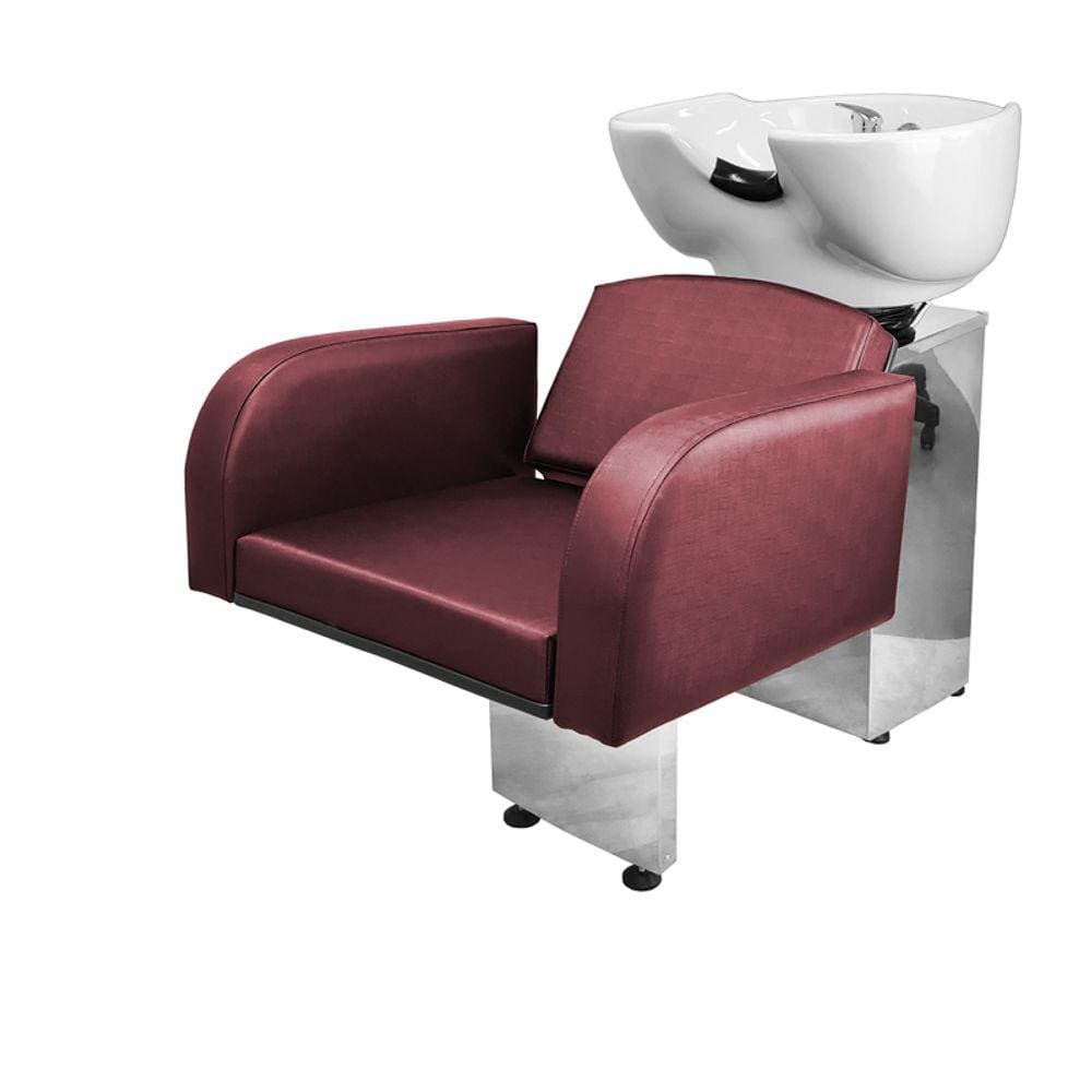Lavatório Salão de Beleza Destak Base Inox Bordô