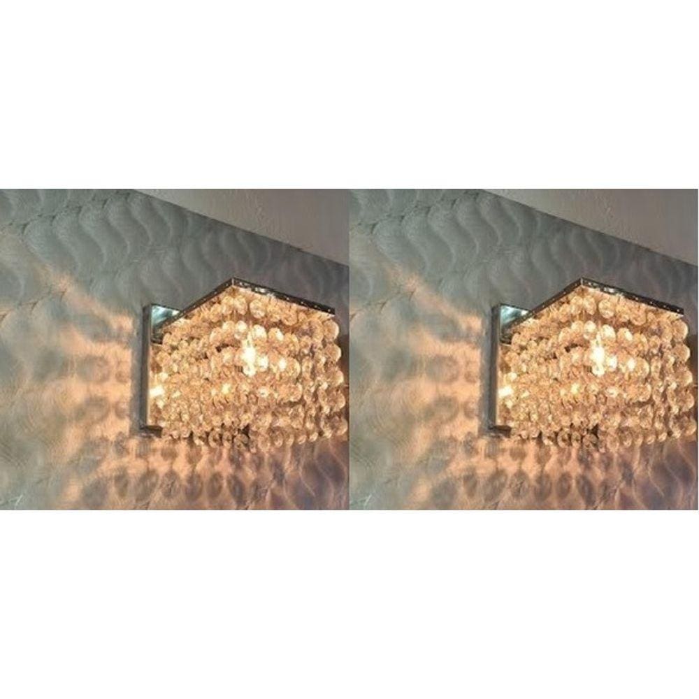 2 Lustre de Parede Arandela Cristal Acrílico Acabamento Inox Lâmpada de Led G9 Inclusa