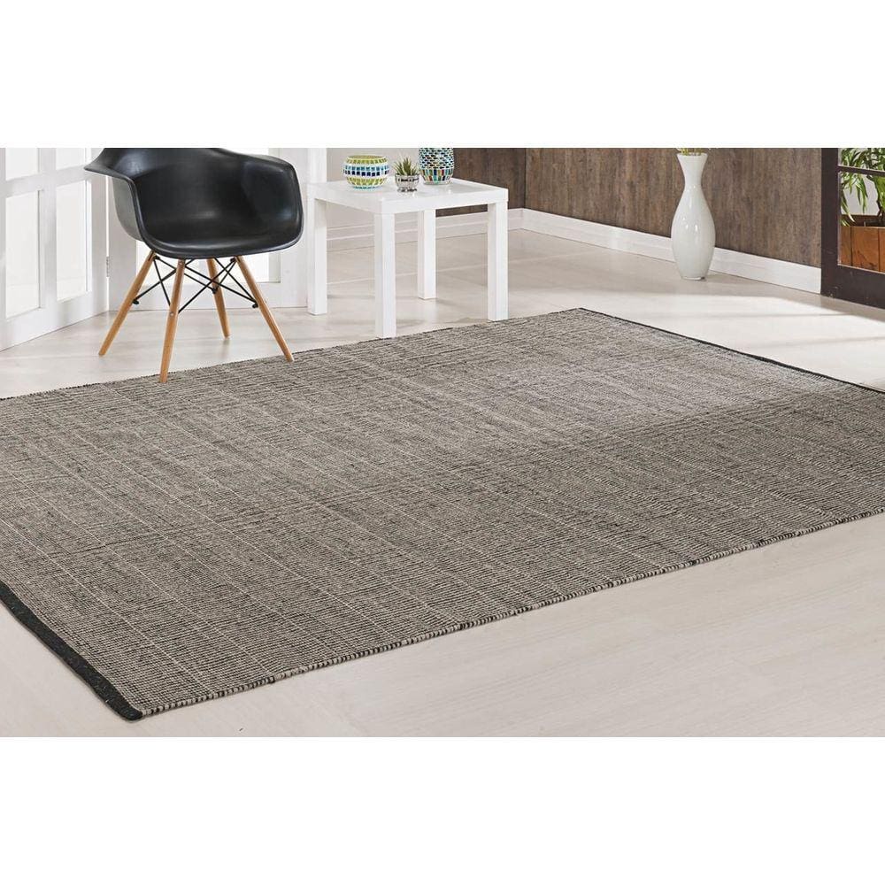 Tapete Lã Linhas 100x150 Prata/Preto