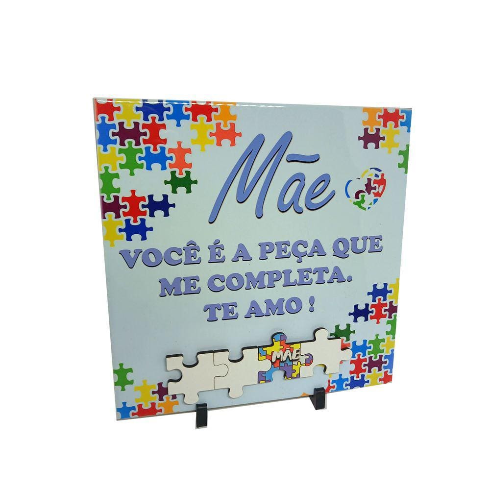 Porta Retrato Presente Lembrança Azulejo decorativo para Mães Autistas 20 cm