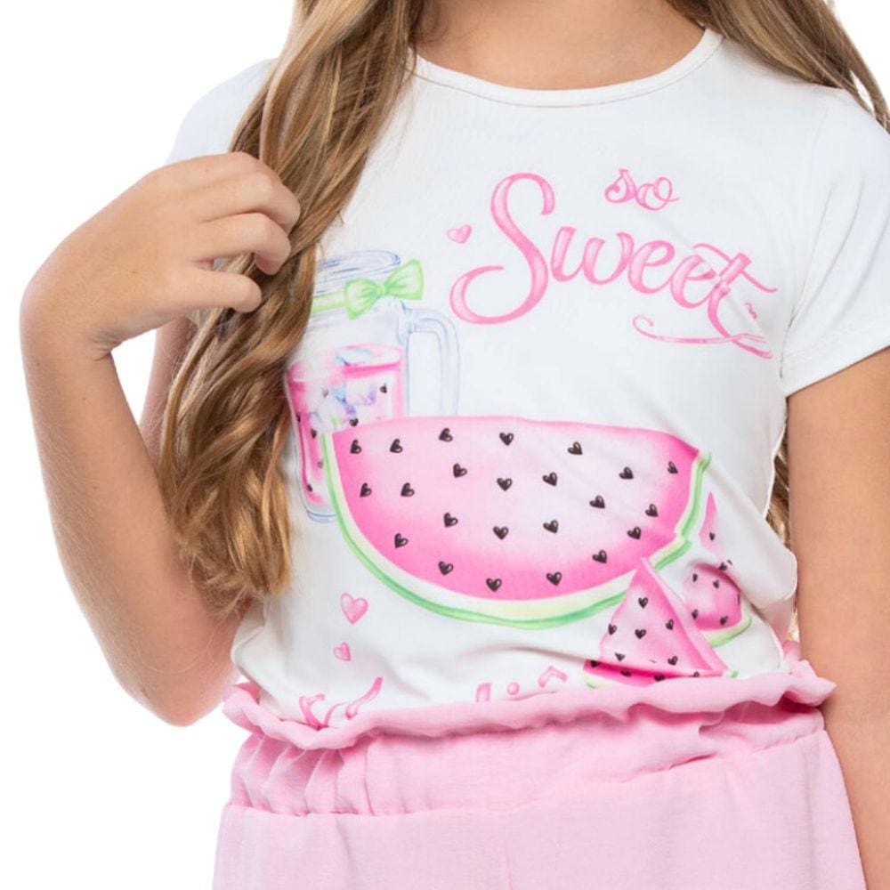 Conj Blusa e Short Infantil Munlie Melancia Fem