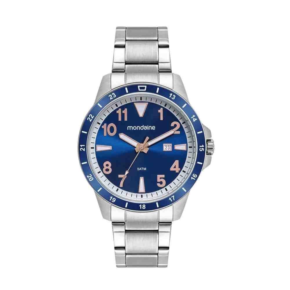 Relógio Mondaine Prata Masculino Calendário Aço 5ATM