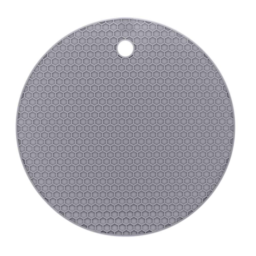 Descanso Para Panela Lyor De Silicone Redondo Cinza