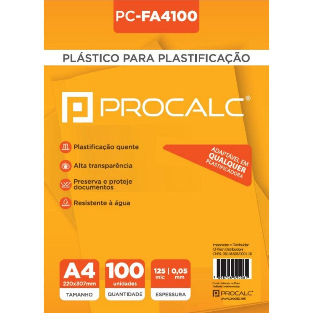 Plástico para Plastificação Aurora A4 125 Micras - 100 folhas