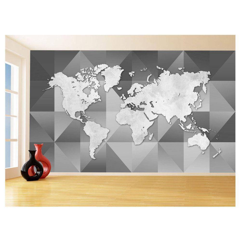 Papel De Parede Mapa Mundi Moderno Cimento NMU71 1,75X2,0M