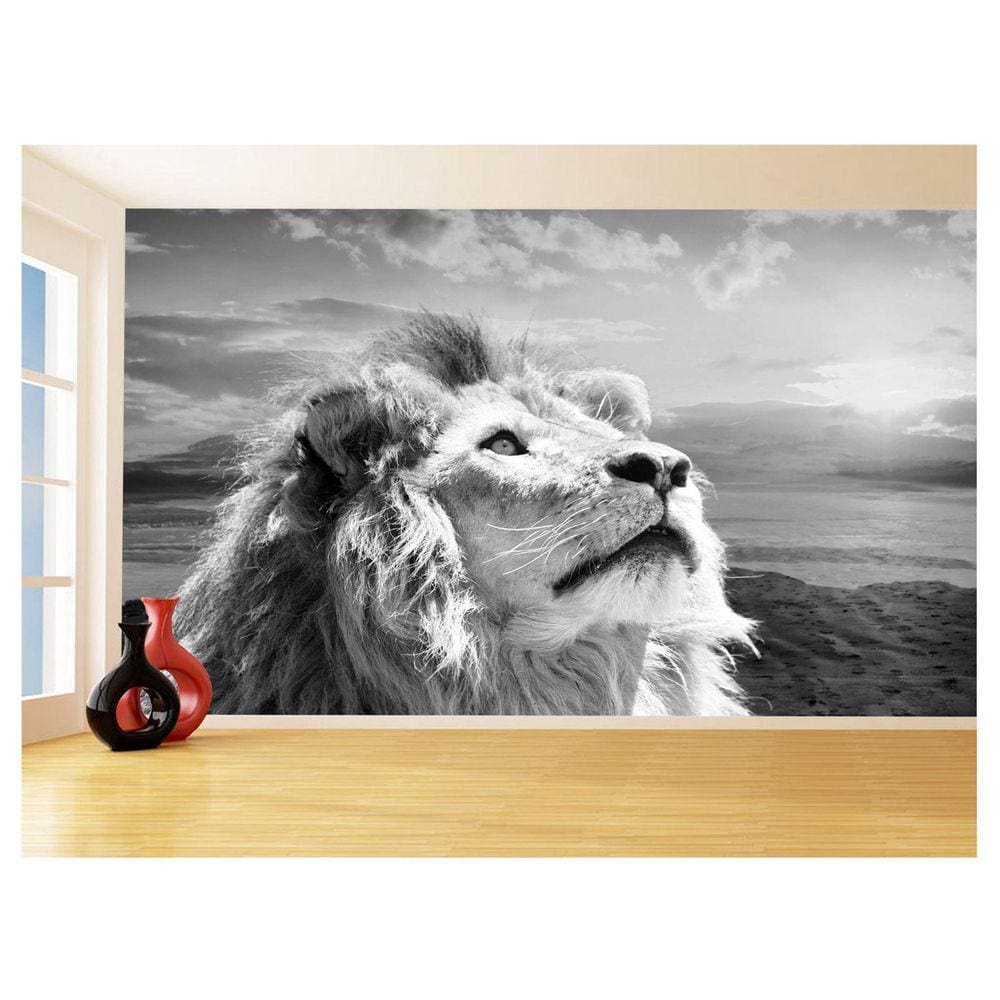 Papel De Parede Animais Leão Por Do Sol Rosto 3,5M Anm474