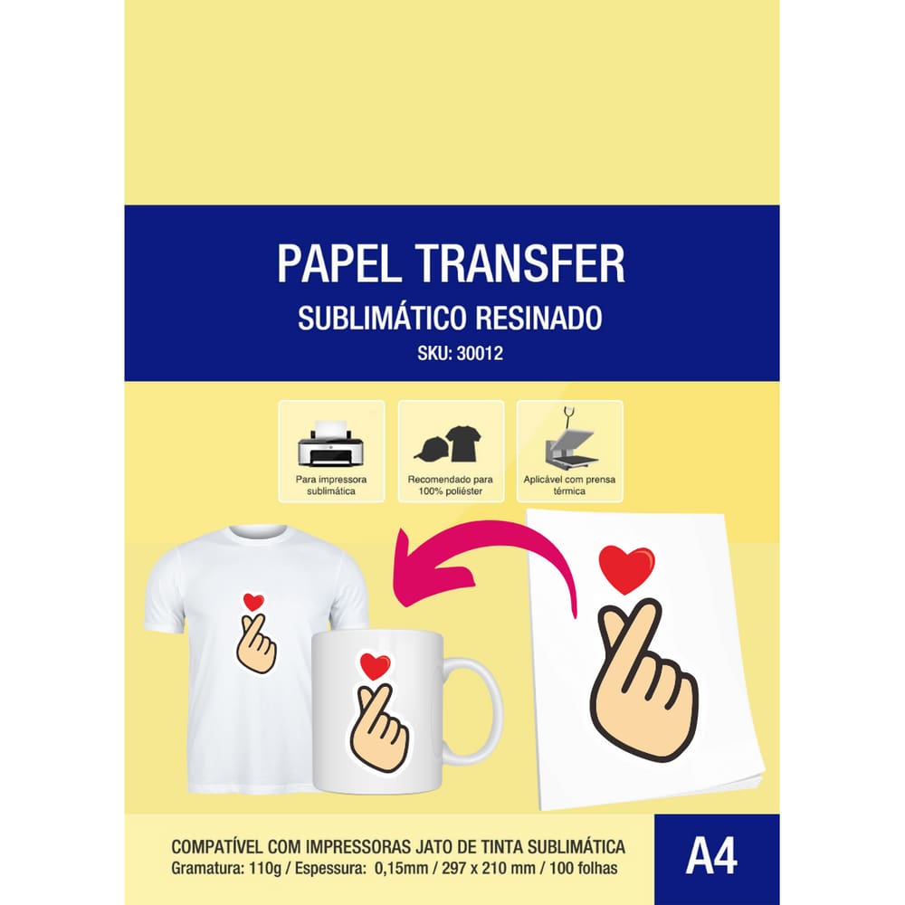 Papel Transfer Sublimático Resinado Fundo Azul A4 - 100 Folhas