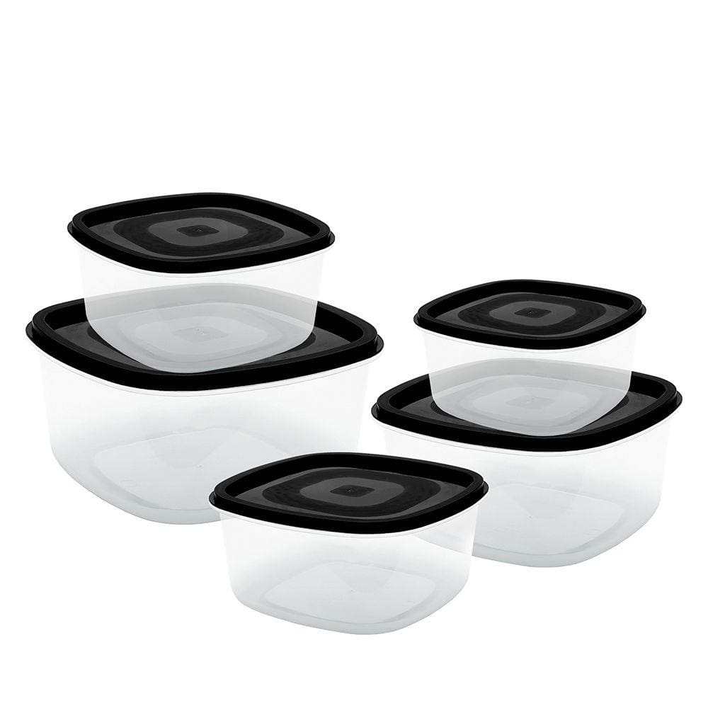 Conjunto Potes Quadrados 5 Peças Maxima Plastic