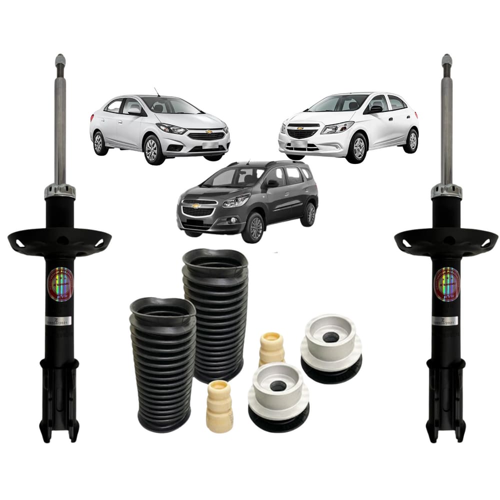 Par Amortecedor Dianteiro Kayaba + Kit Batente Chevrolet Prisma 2013 A 2019
