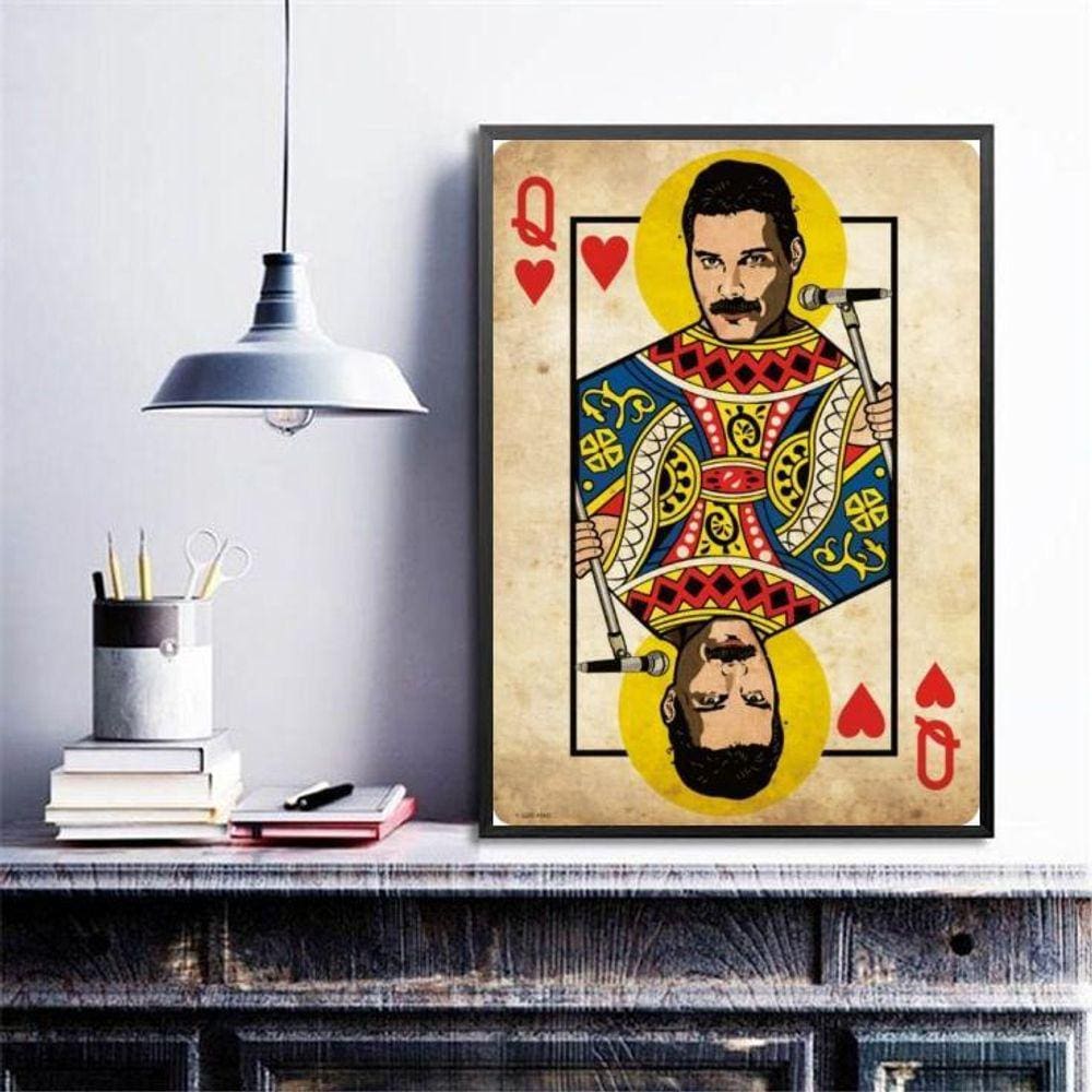 Quadro Decorativo Freddie Mercury- Carta Baralho 45X34Cm