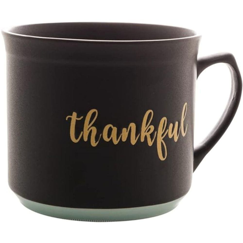 Caneca de Cerâmica Thankful Preto Matt/Azul 660ml Bon Gourme