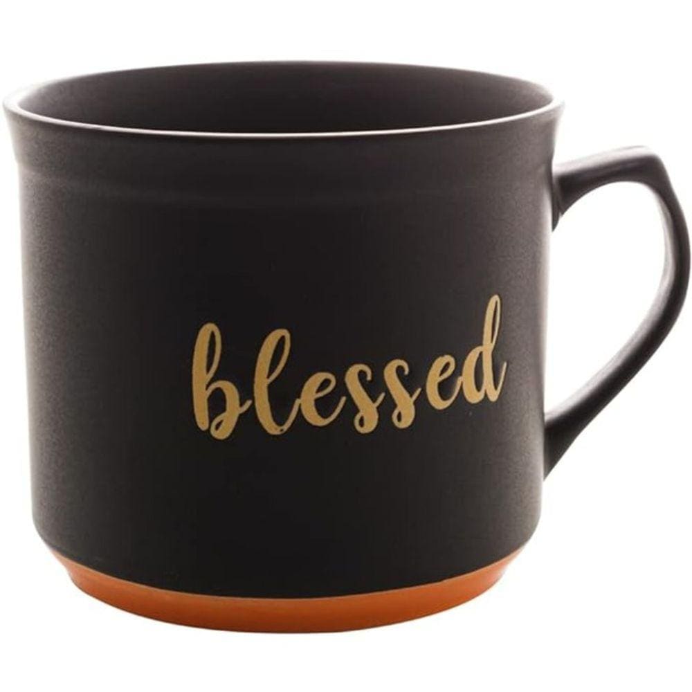 Caneca de Cerâmica Blessed Preto Matt/Laranja 660ml Bon Gour