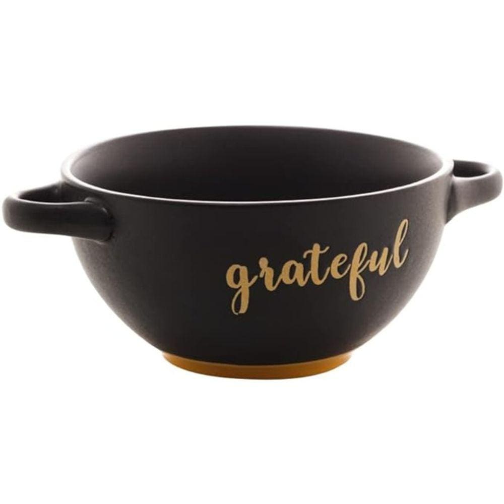 Consume de Cerâmica Bowl Grateful Preto Matt/Amarelo 12cm x